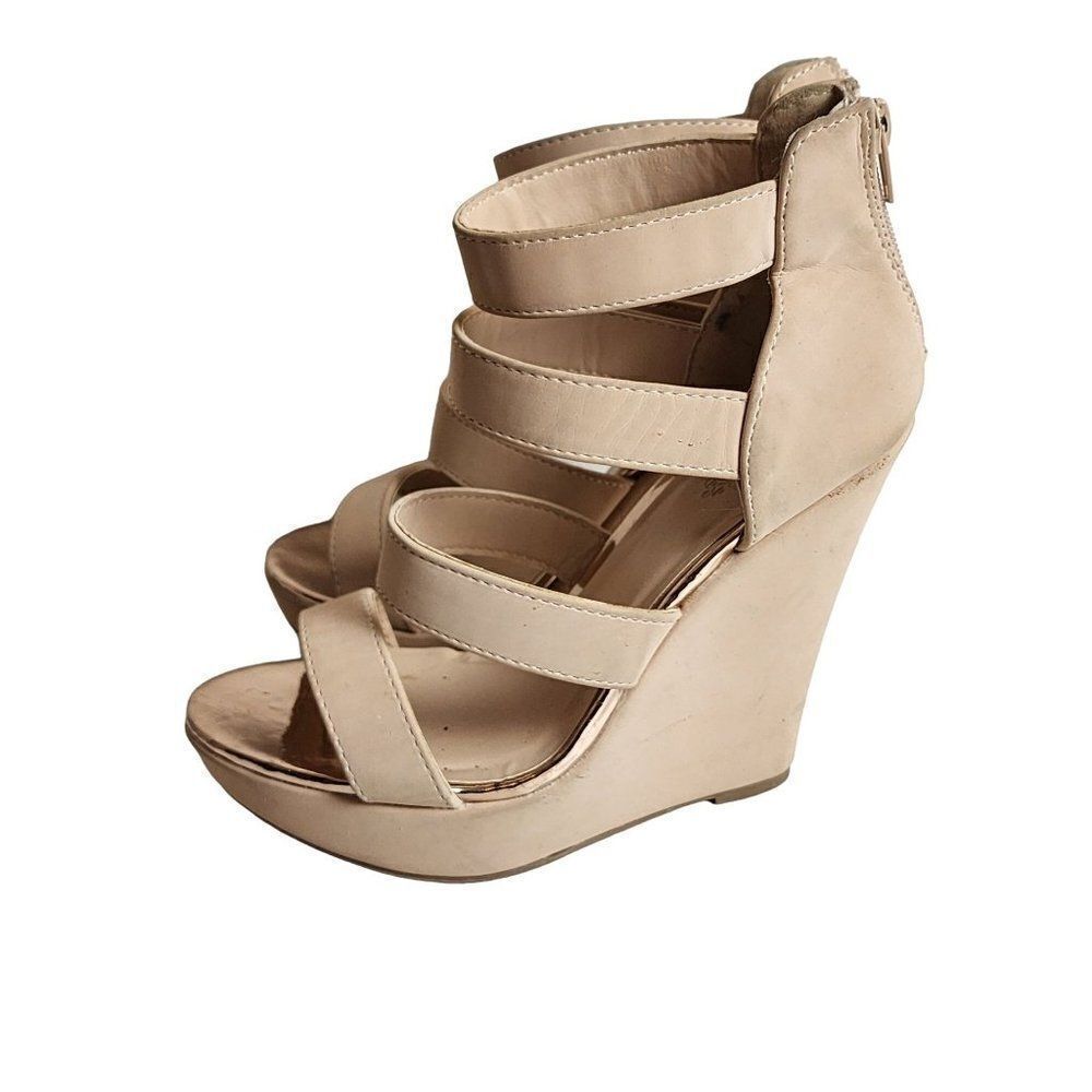 Charlotte Russe Caged Platform Nude Sandals in a Size 8